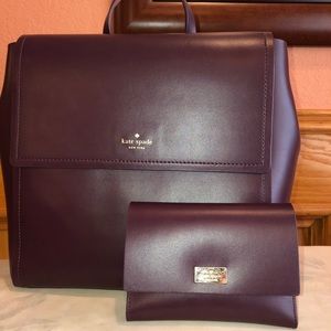 Kate spade smooth leather backpack & wallet
